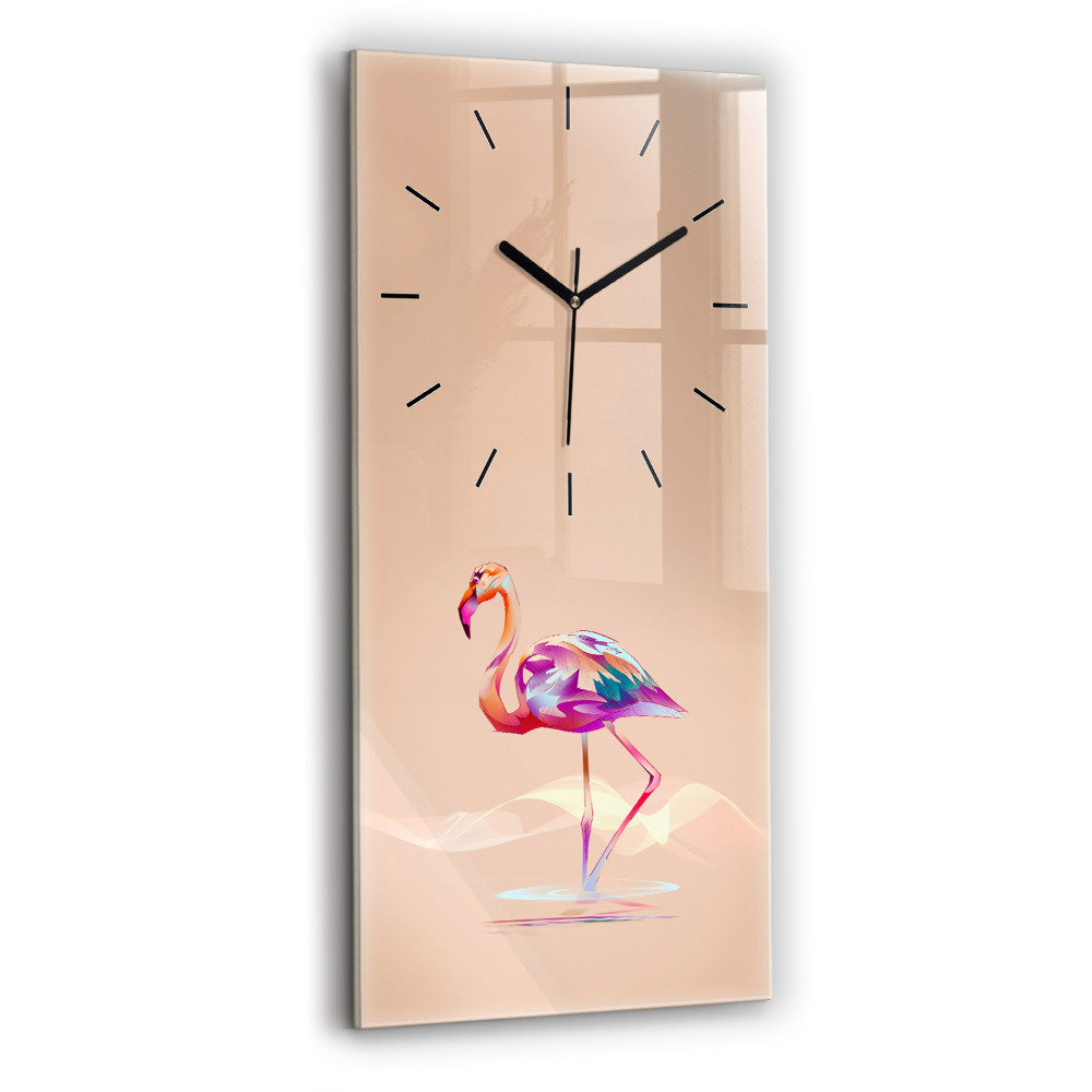Horloge murale en verre rectangulaire Illustration d'un flamant rose