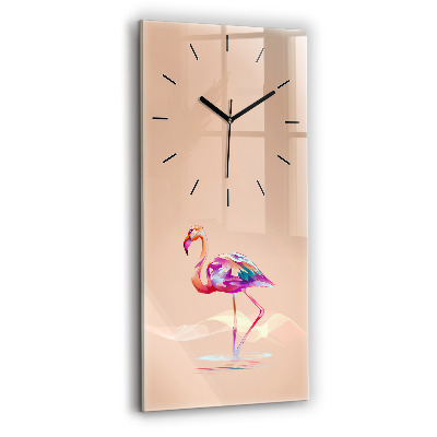 Horloge murale en verre rectangulaire Illustration d'un flamant rose