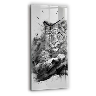 Horloge murale en verre rectangulaire Lion peint