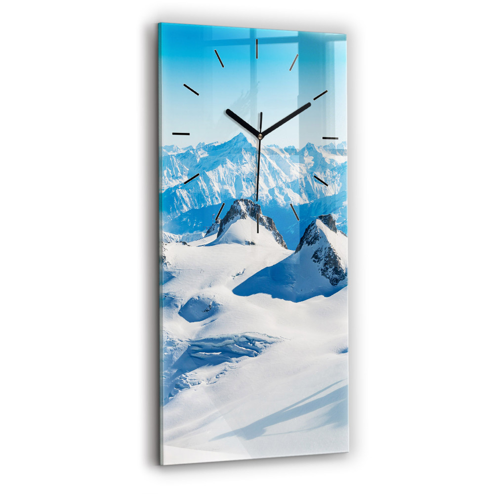 Horloge verticale en verre Skieur dans les Alpes