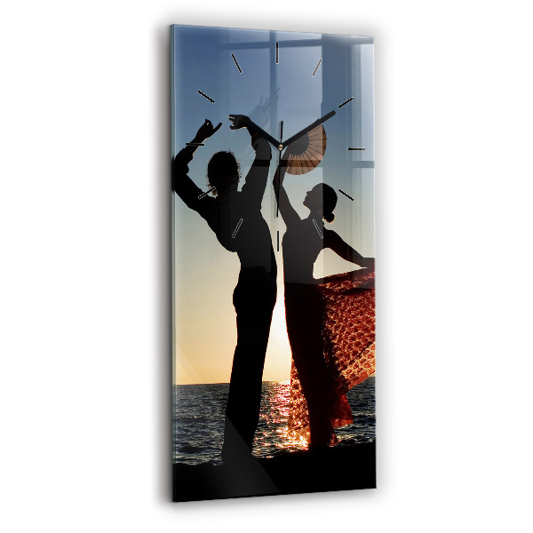 Horloge verticale en verre Danse espagnole sur la mer