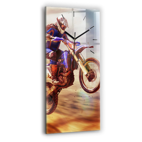 Horloge murale en verre rectangulaire Motocross enduro