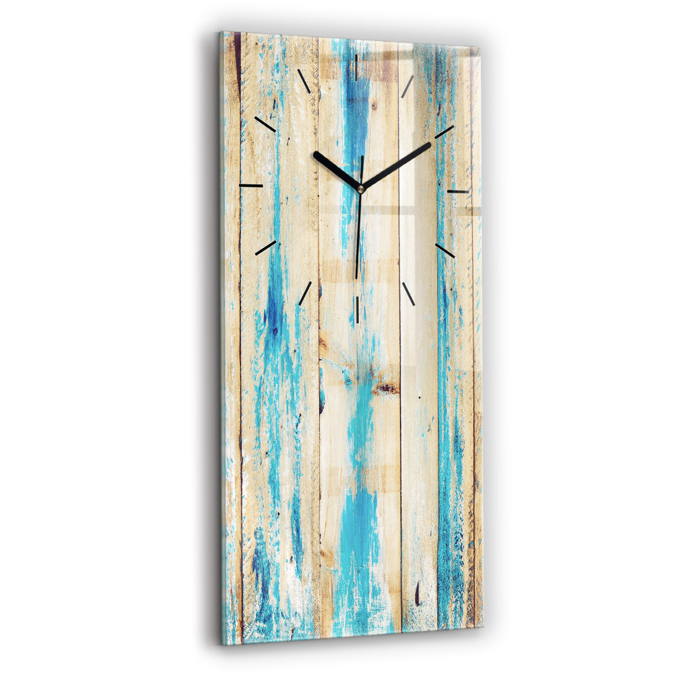 Horloge murale en verre rectangulaire Bois rayé