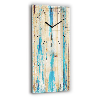 Horloge murale en verre rectangulaire Bois rayé