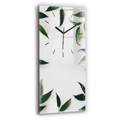 Horloge murale en verre rectangulaire Cadre de feuilles