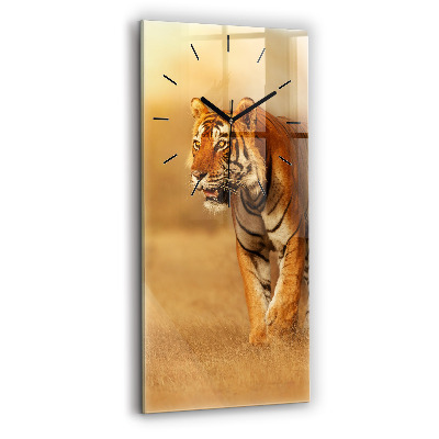 Horloge murale en verre rectangulaire Chasse au tigre