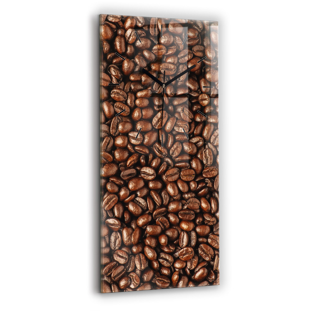 Horloge murale en verre rectangulaire Grains de café