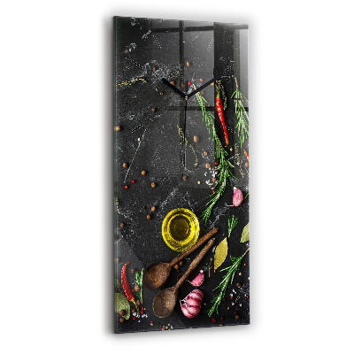 Horloge murale en verre rectangulaire Épices sur le comptoir