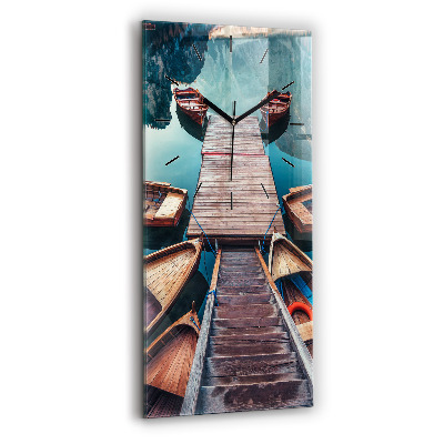 Horloge verticale en verre Pont et lac