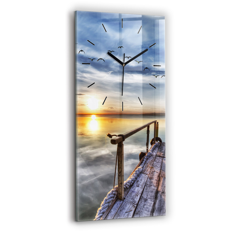 Horloge verticale en verre Lac du coucher du soleil
