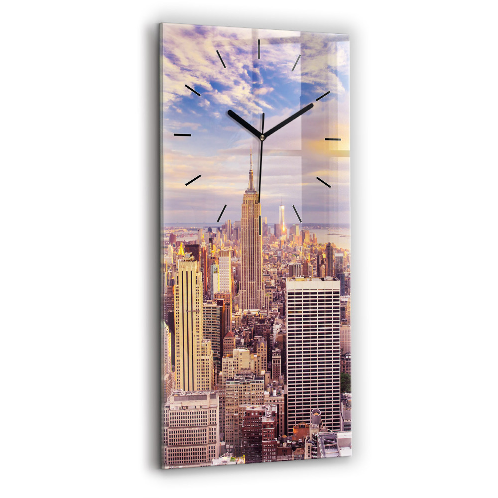 Horloge murale verticale Coucher de soleil à New York
