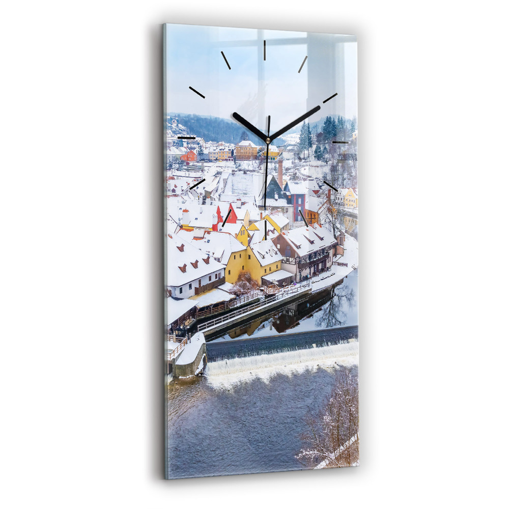 Horloge murale verticale Panorama de la ville en hiver