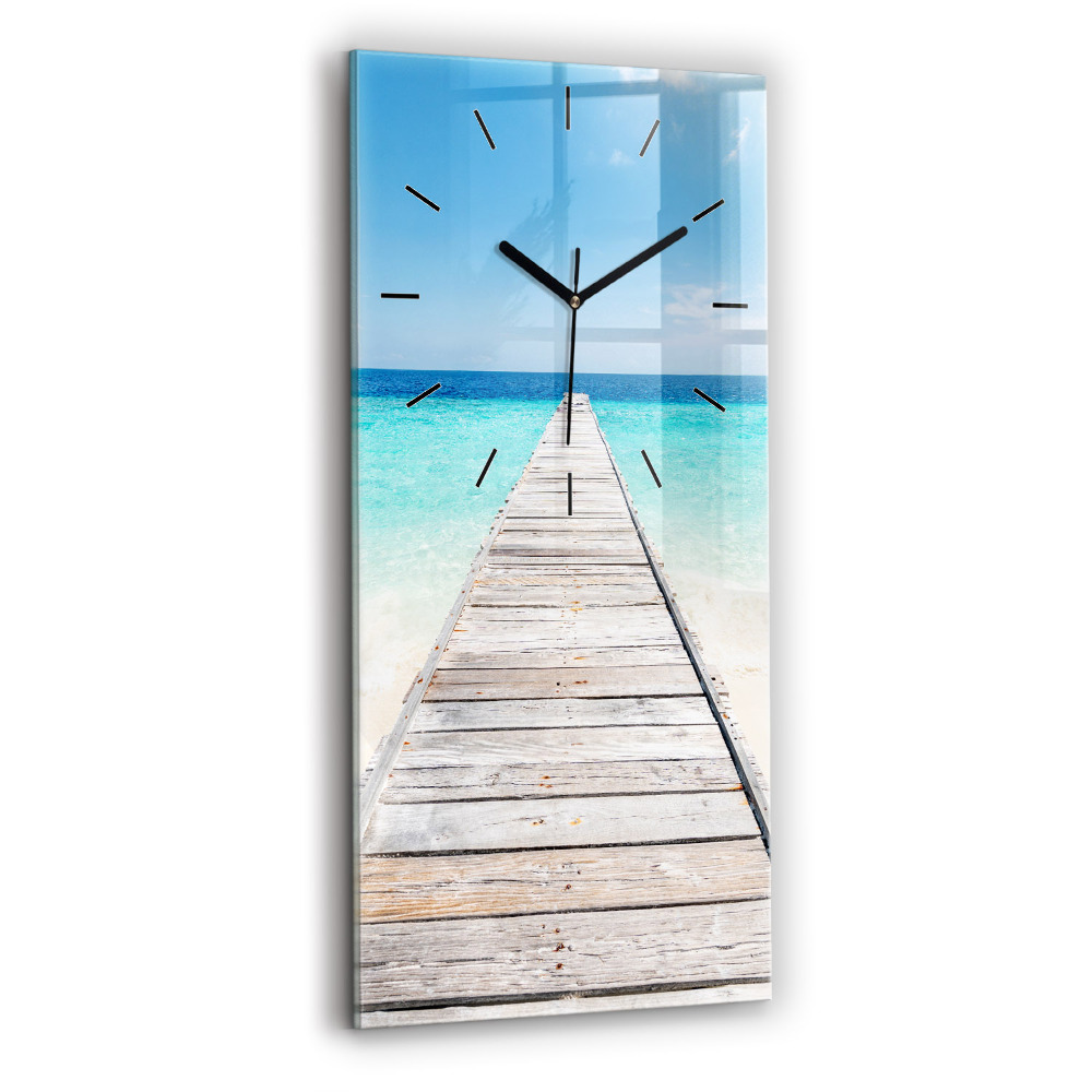 Horloge verticale en verre Île tropicale