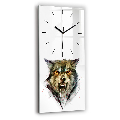 Horloge murale verticale Portrait dessiné d'un loup