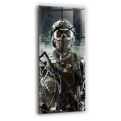 Horloge murale en verre rectangulaire Soldat avec un fusil