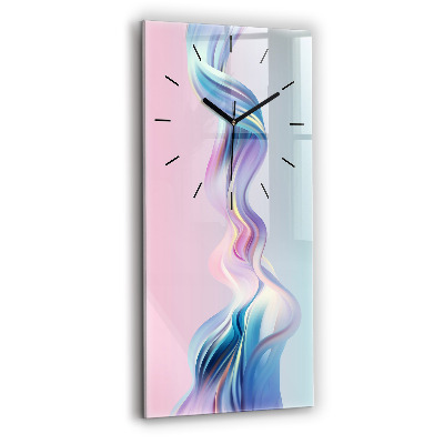 Horloge murale en verre rectangulaire Abstraction de vagues au pastel