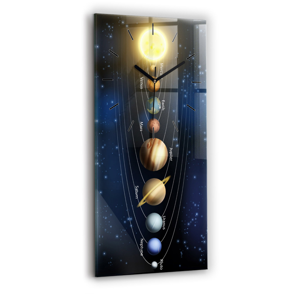 Horloge verticale en verre Système solaire