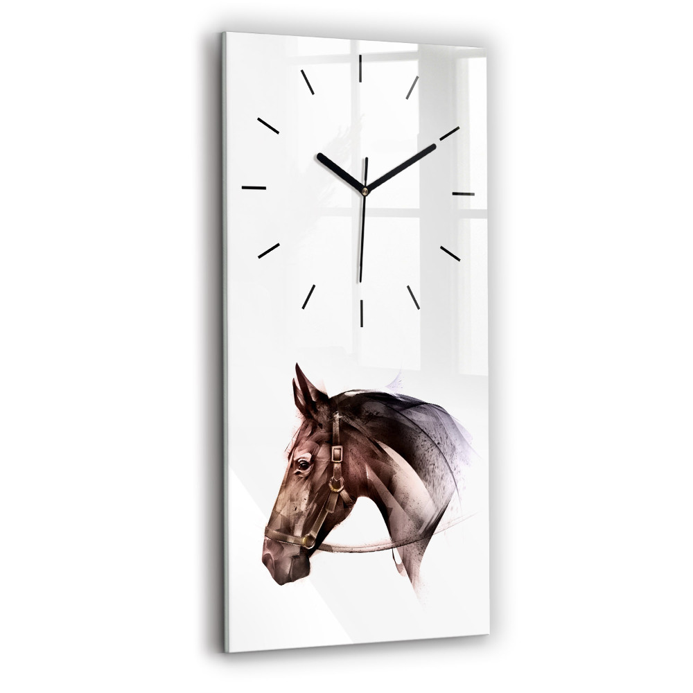 Horloge murale verticale Profil peint d'un cheval