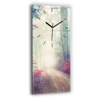 Horloge rectangulaire verticale Route d'automne Forêt de brouillard