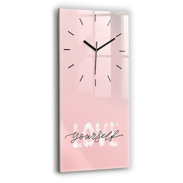 Horloge murale en verre rectangulaire Inscription Love yourself