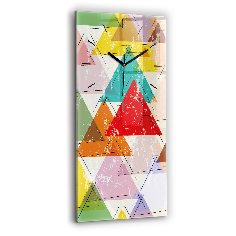 Horloge verticale en verre Triangles géométriques
