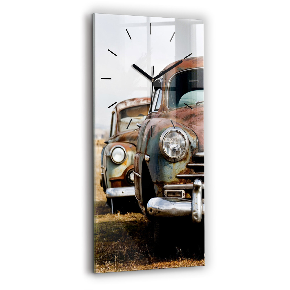 Horloge verticale en verre Vieilles voitures