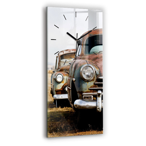 Horloge verticale en verre Vieilles voitures