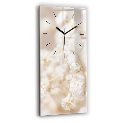 Horloge rectangulaire verticale Petites fleurs blanches
