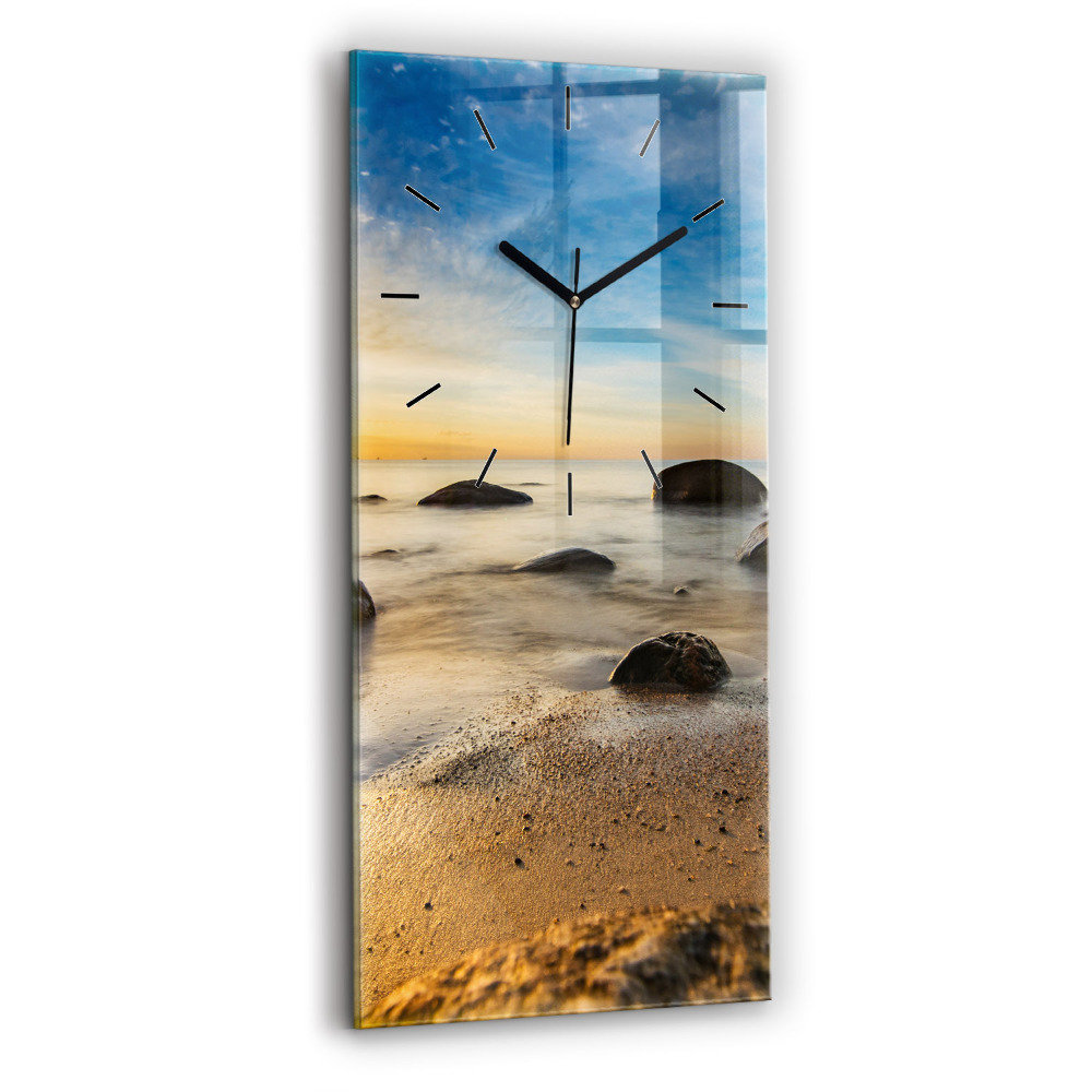 Horloge murale verticale Lever de soleil sur la mer Baltique