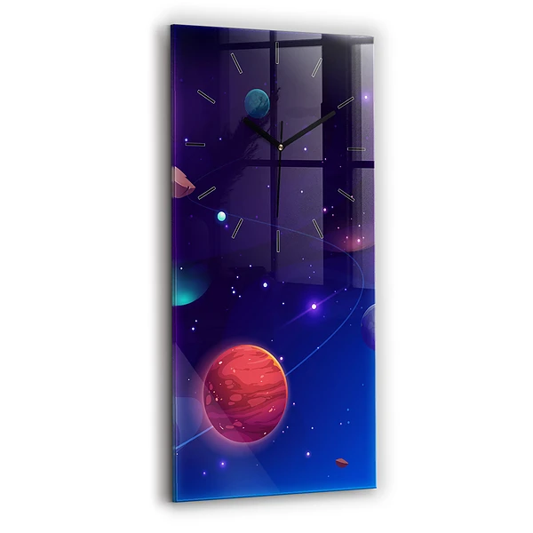 Horloge rectangulaire verticale Planètes galaxie