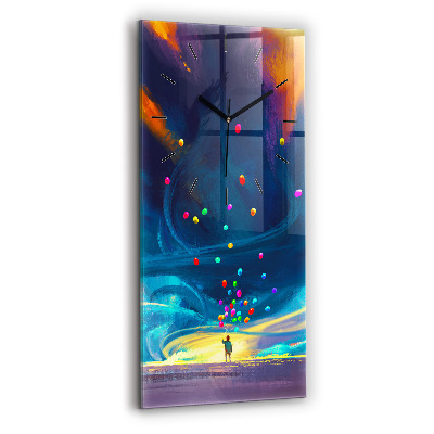 Horloge verticale en verre Enfant et ballons