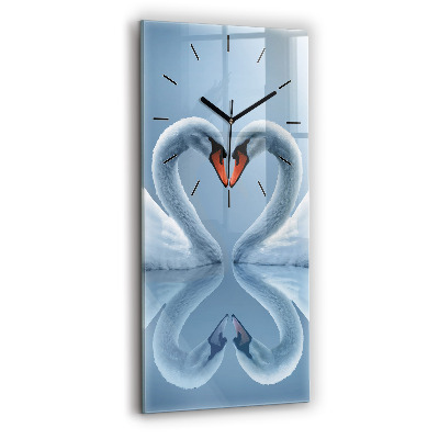 Horloge rectangulaire verticale Cygnes dans le coeur