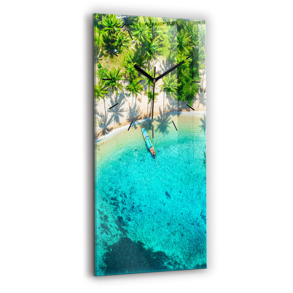 Horloge verticale en verre Plage tropicale de Koh Tao