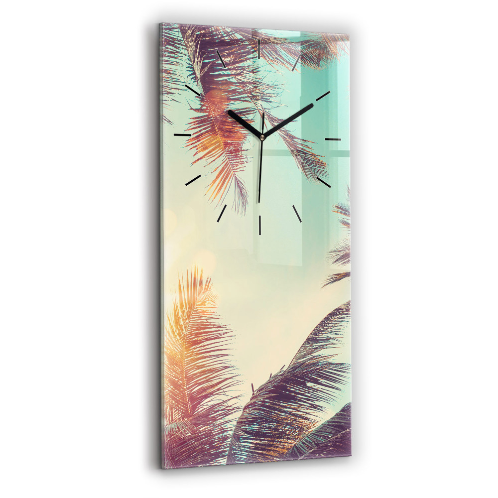 Horloge rectangulaire verticale Palmiers tropicaux