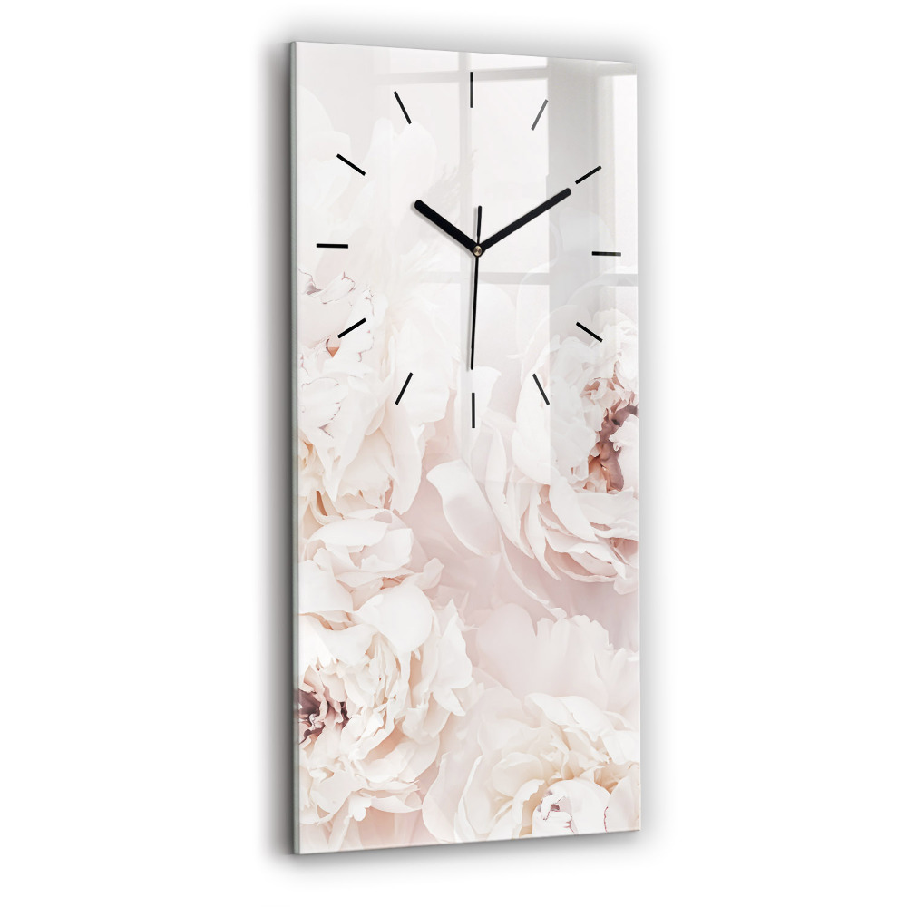 Horloge murale en verre rectangulaire Fleurs de pivoine