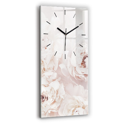 Horloge murale en verre rectangulaire Fleurs de pivoine