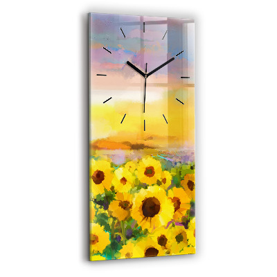 Horloge verticale en verre Champ de tournesols