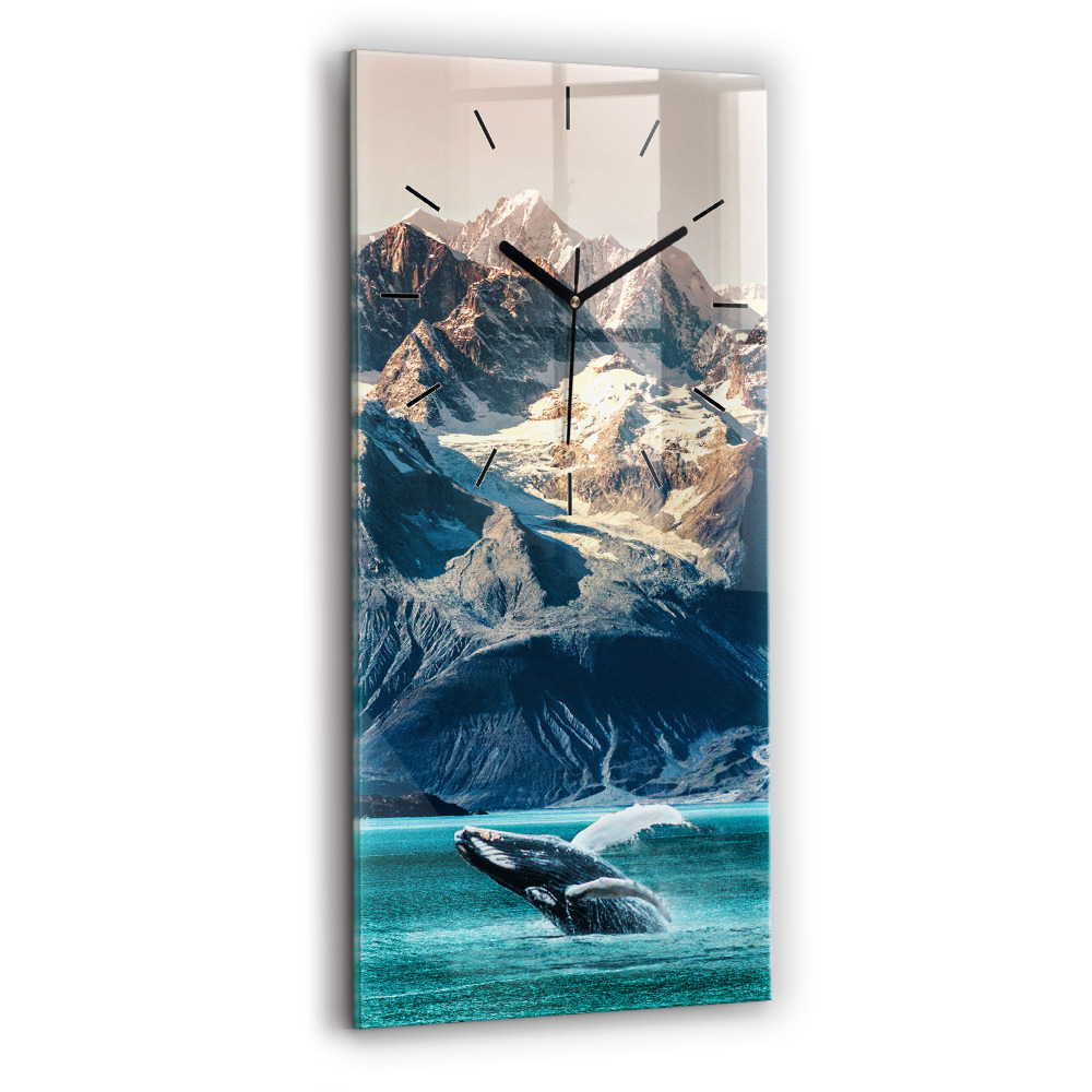 Horloge verticale en verre Baleine dans l'eau
