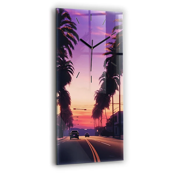 Horloge murale verticale Coucher de soleil à Los Angeles