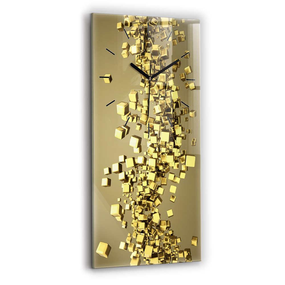 Horloge verticale en verre Carrés dorés