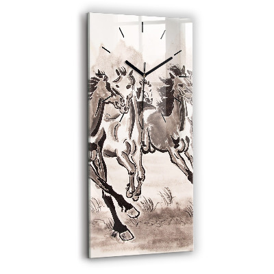 Horloge verticale en verre Chevaux au galop