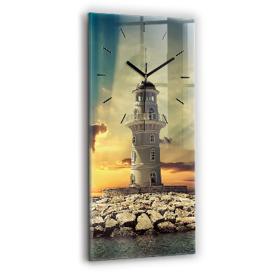 Horloge murale en verre rectangulaire Phare sur l'eau
