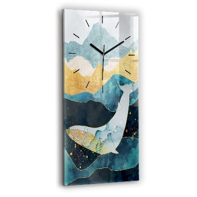 Horloge verticale en verre Baleine abstraite
