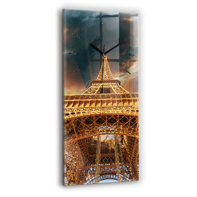 Horloge verticale en verre Tour Eiffel sur fond de nuages