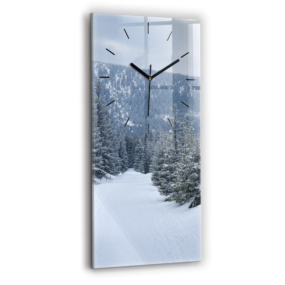 Horloge murale verticale Montagnes géantes de Bohême en hiver