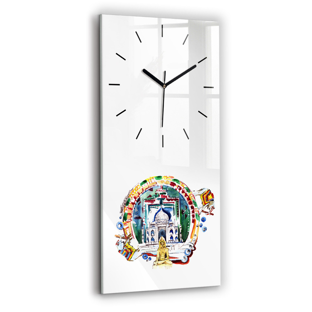 Horloge murale en verre rectangulaire Peinture de Bouddha dans un temple