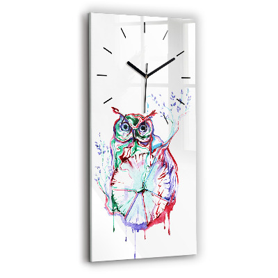 Horloge murale verticale Illustration d'un hibou et d'une horloge