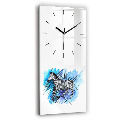 Horloge verticale en verre Zèbre peint asymétrique