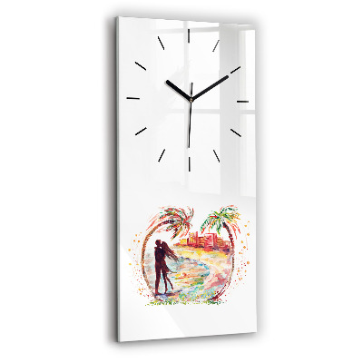 Horloge murale en verre rectangulaire Aquarelle Amour à Miami Beach