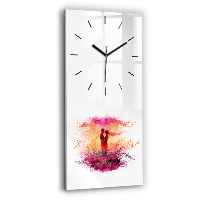 Horloge rectangulaire verticale Aquarelle d'un couple amoureux